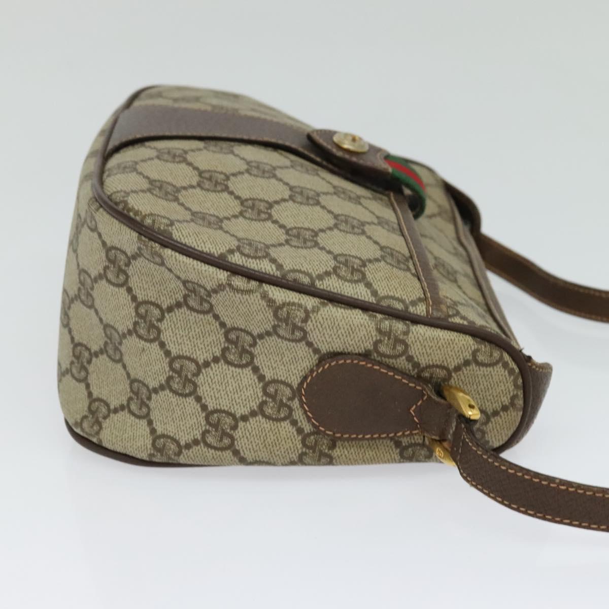 GUCCI GG Supreme Web Sherry Line Bag PVC Beige Gold 89 02 032 Auth BD1621