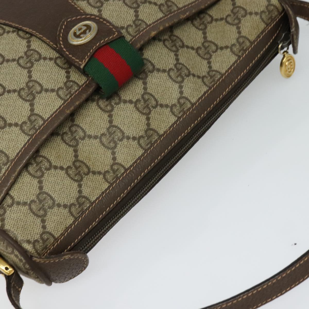 GUCCI GG Supreme Web Sherry Line Bag PVC Beige Gold 89 02 032 Auth BD1621