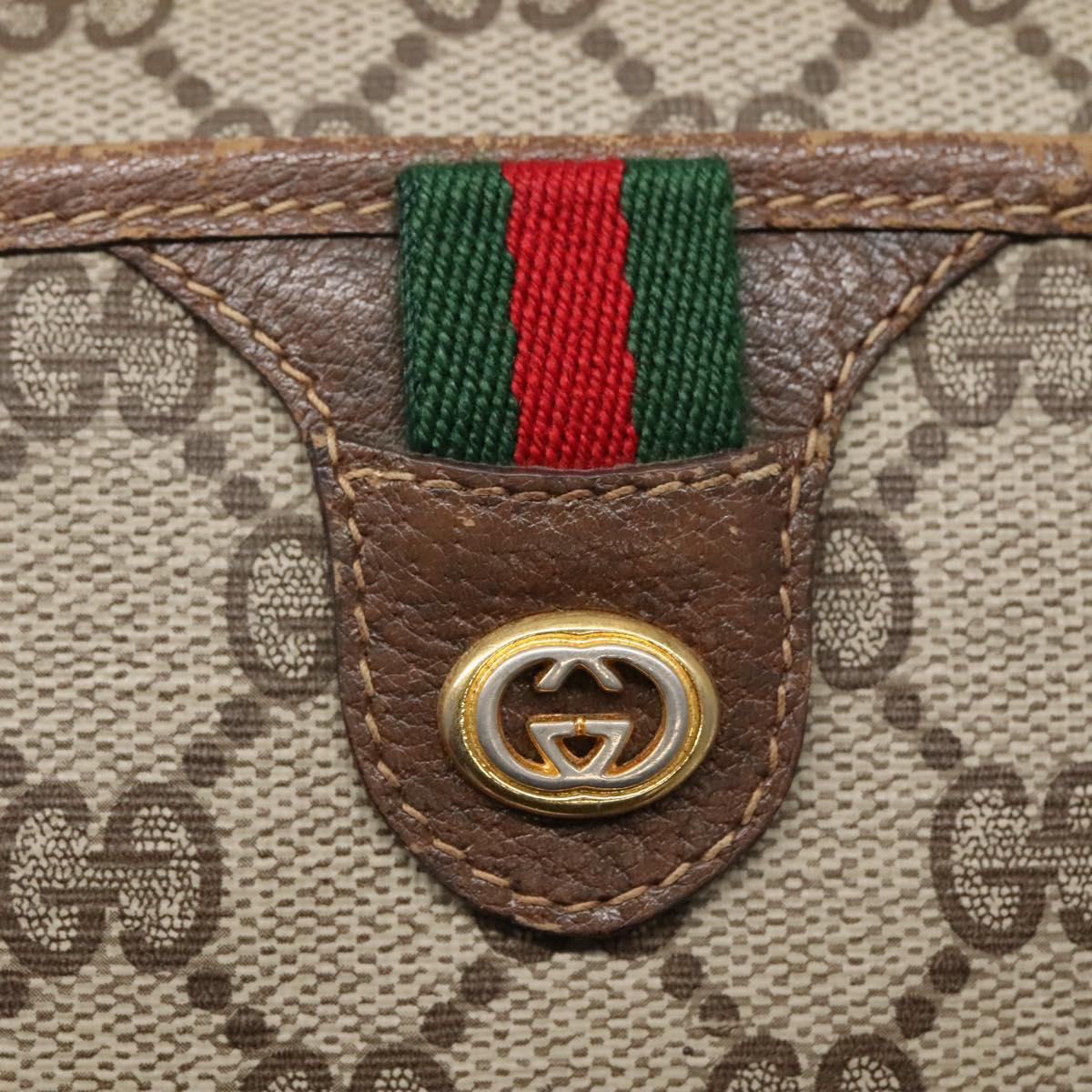 GUCCI GG Supreme Web Sherry Line Bag PVC Beige Gold 116 02 089 Auth BD1622