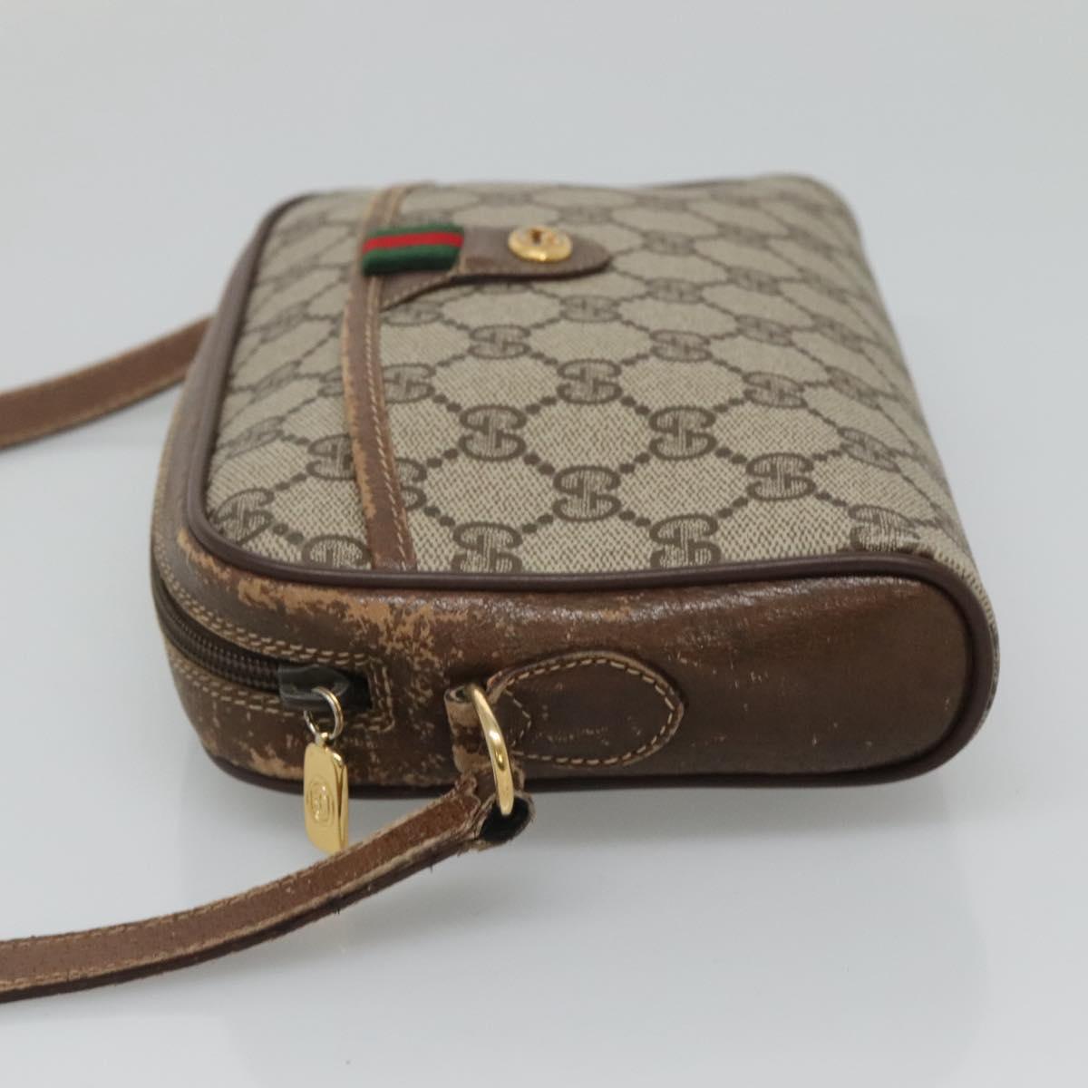GUCCI GG Supreme Web Sherry Line Bag PVC Beige Gold 116 02 089 Auth BD1622