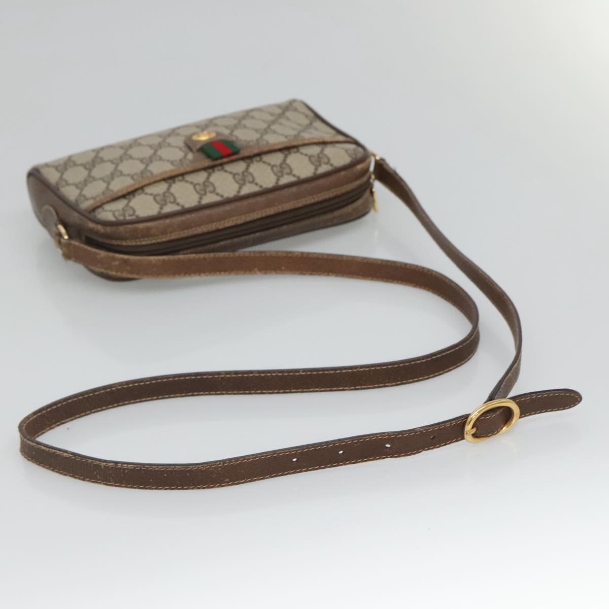 GUCCI GG Supreme Web Sherry Line Bag PVC Beige Gold 116 02 089 Auth BD1622