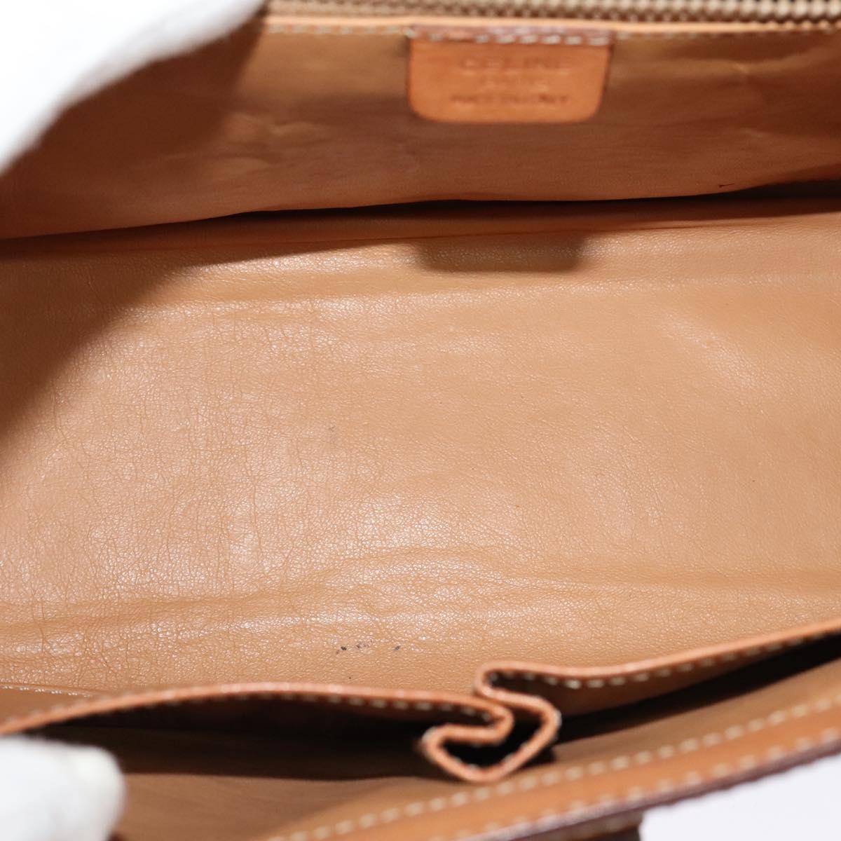 CELINE Macadam Canvas Hand Bag PVC Leather 2way Brown Gold Auth BD1624