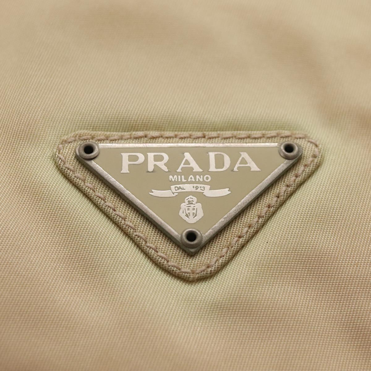 PRADA Chain Shoulder Bag Nylon Beige Auth BD1635