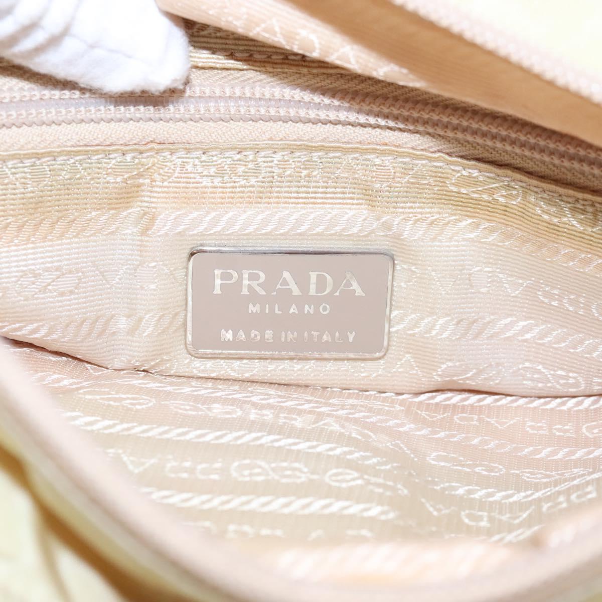 PRADA Chain Shoulder Bag Nylon Beige Auth BD1635
