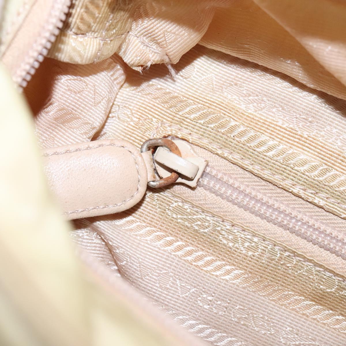PRADA Chain Shoulder Bag Nylon Beige Auth BD1635