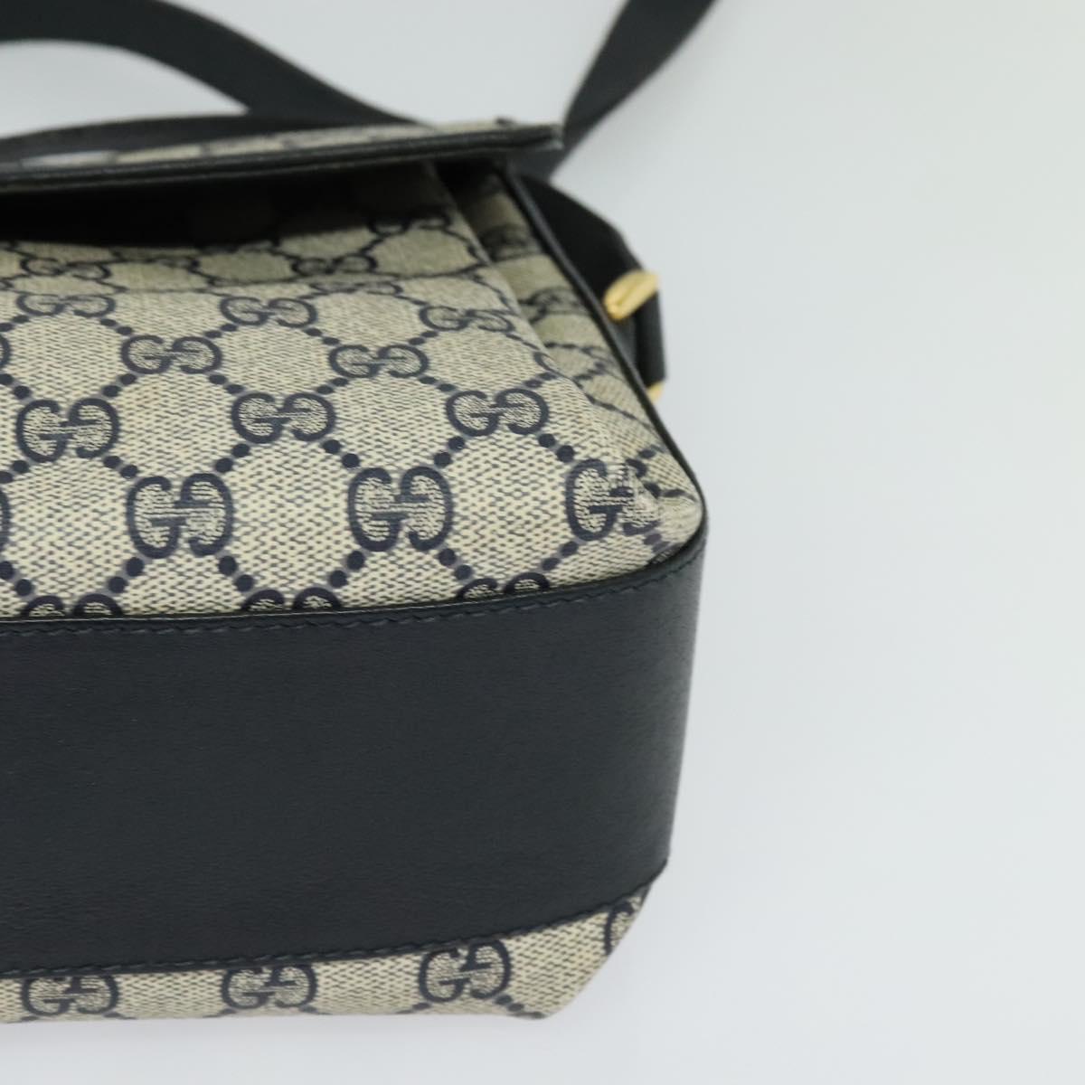 GUCCI GG Supreme Sherry Line Shoulder Bag PVC Navy Gold 904 02 084 Auth BD1652
