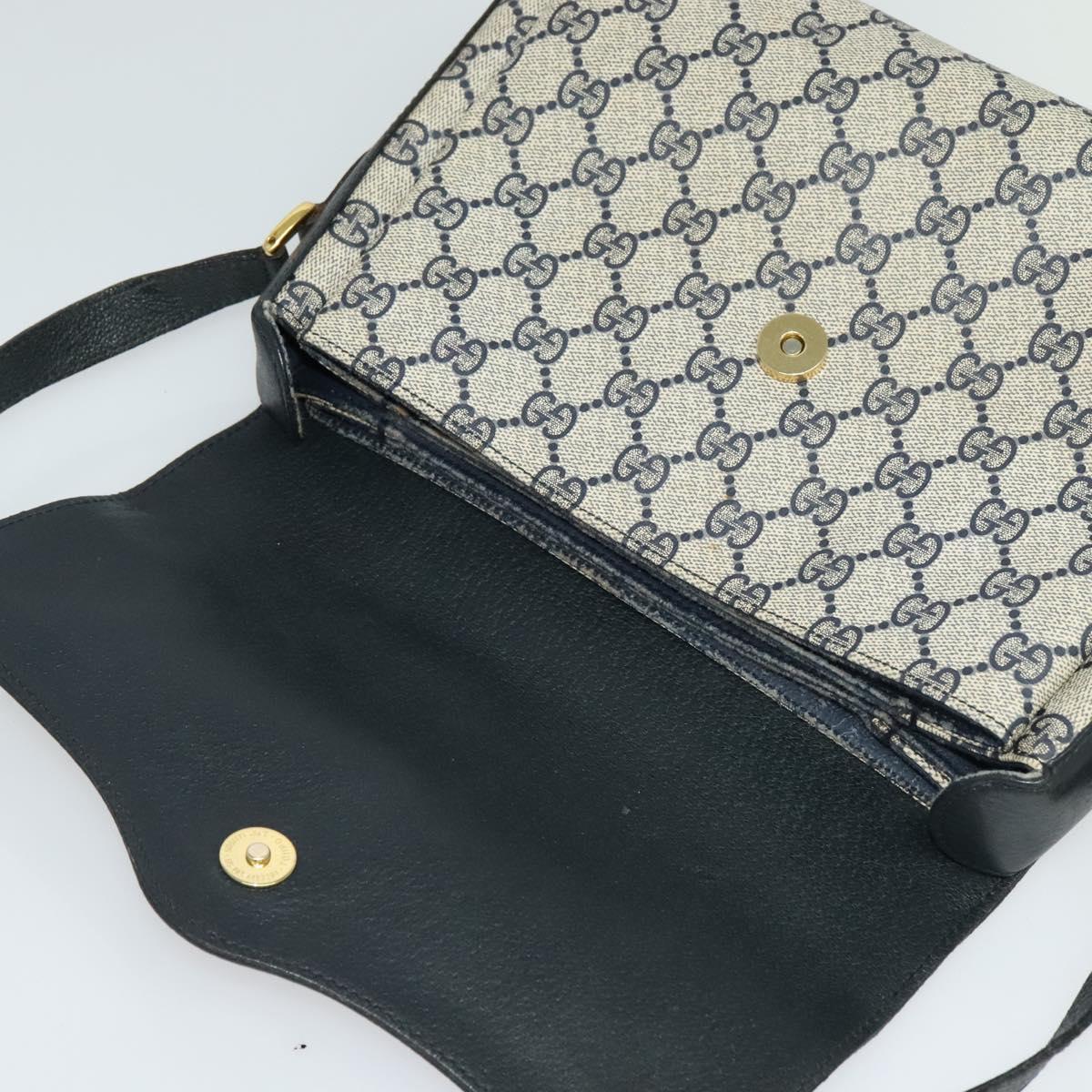 GUCCI GG Supreme Sherry Line Shoulder Bag PVC Navy Gold 904 02 084 Auth BD1652