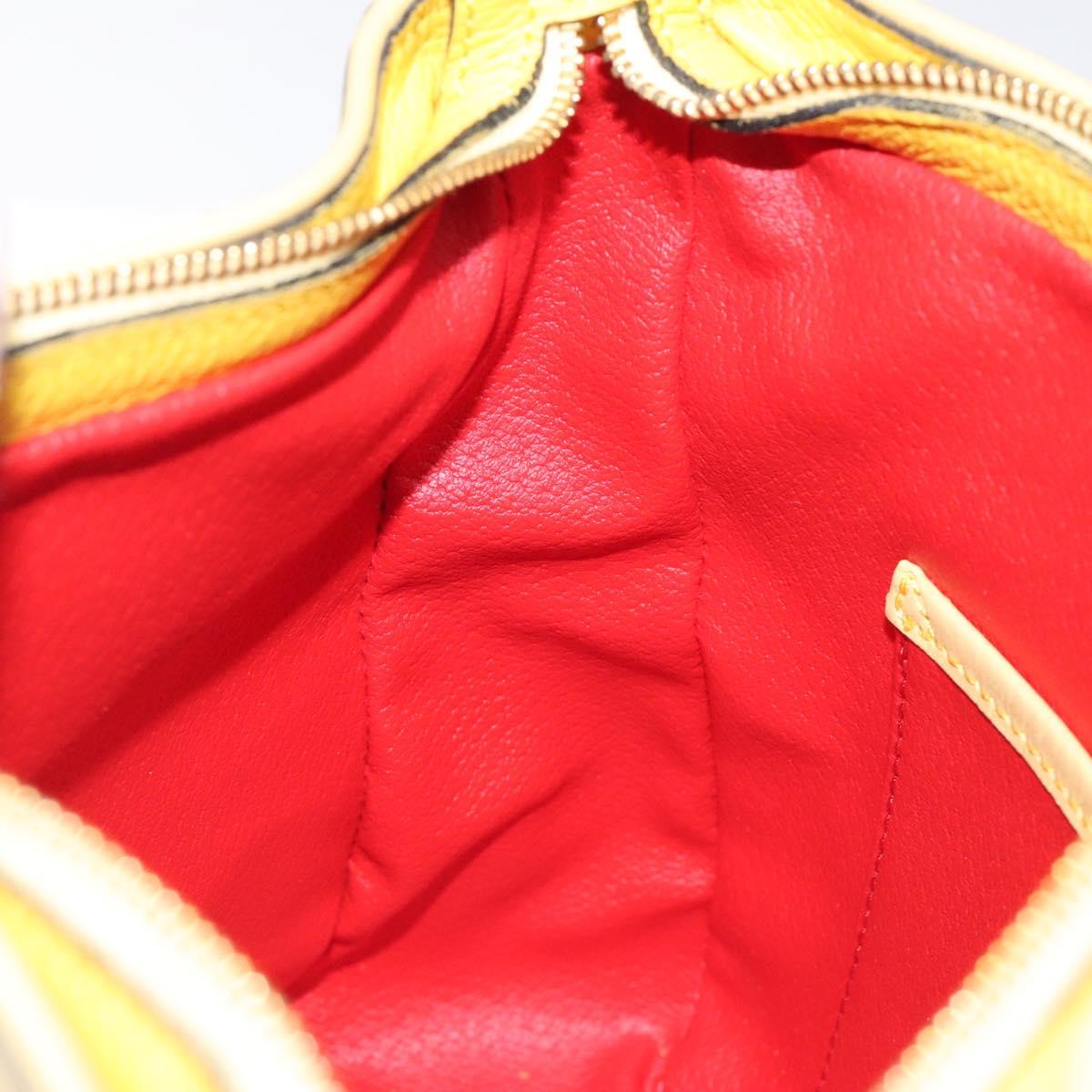 CELINE Shoulder Bag Leather Gold Yellow Auth BD1655
