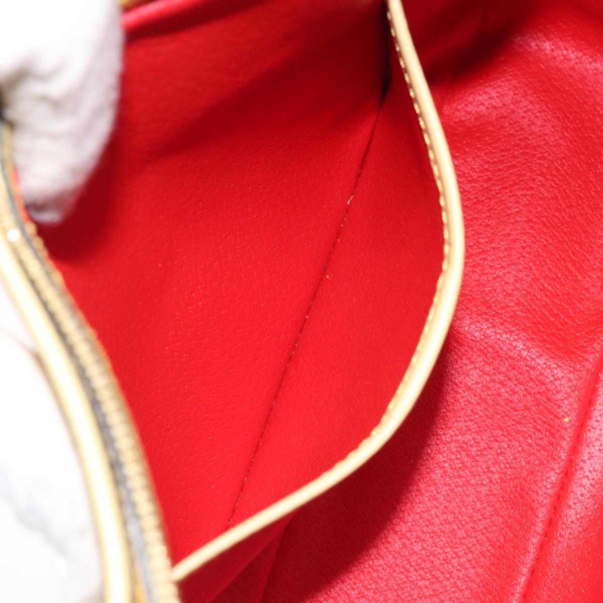 CELINE Shoulder Bag Leather Gold Yellow Auth BD1655