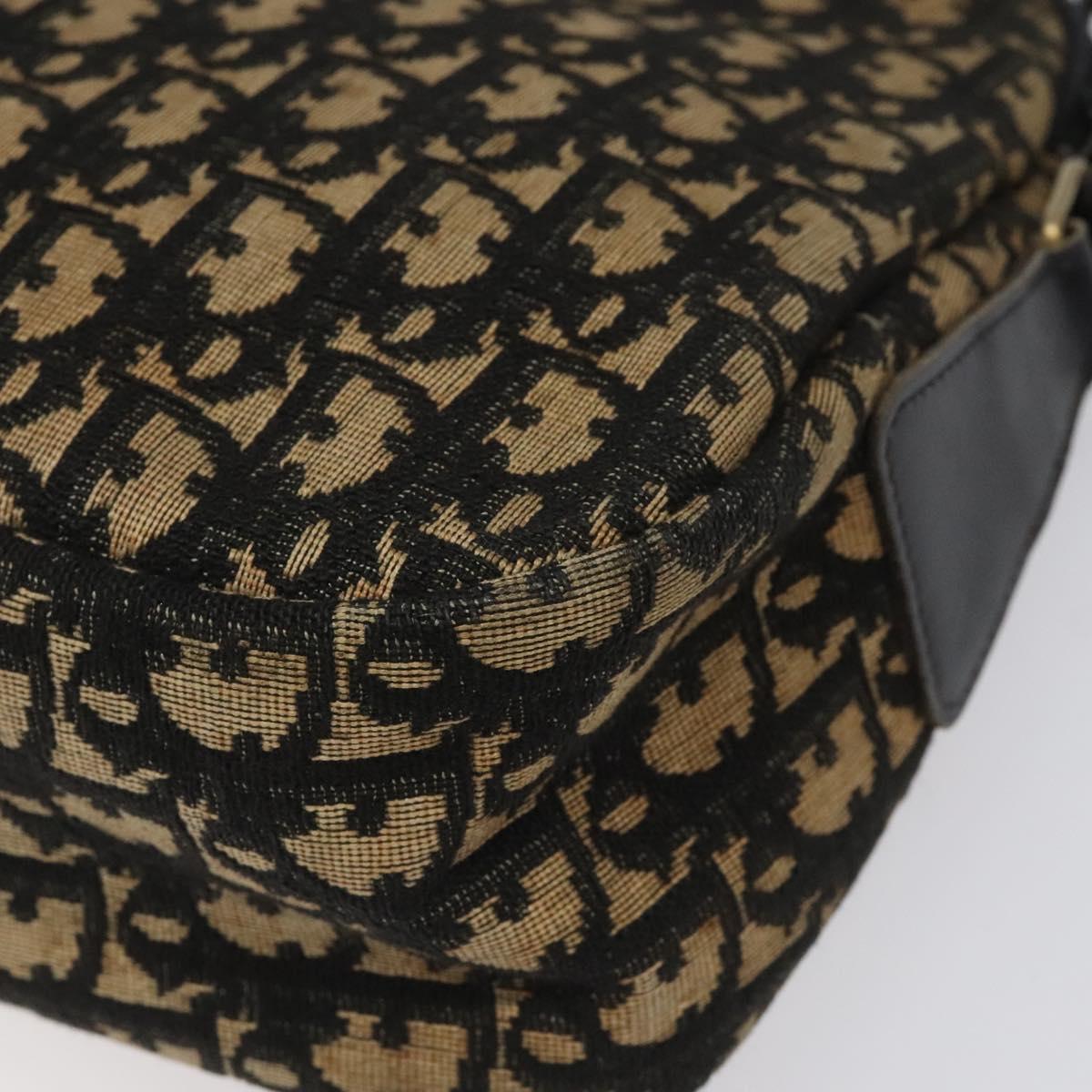 Christian Dior Trotter Canvas Shoulder Bag Navy Gold Auth BD167