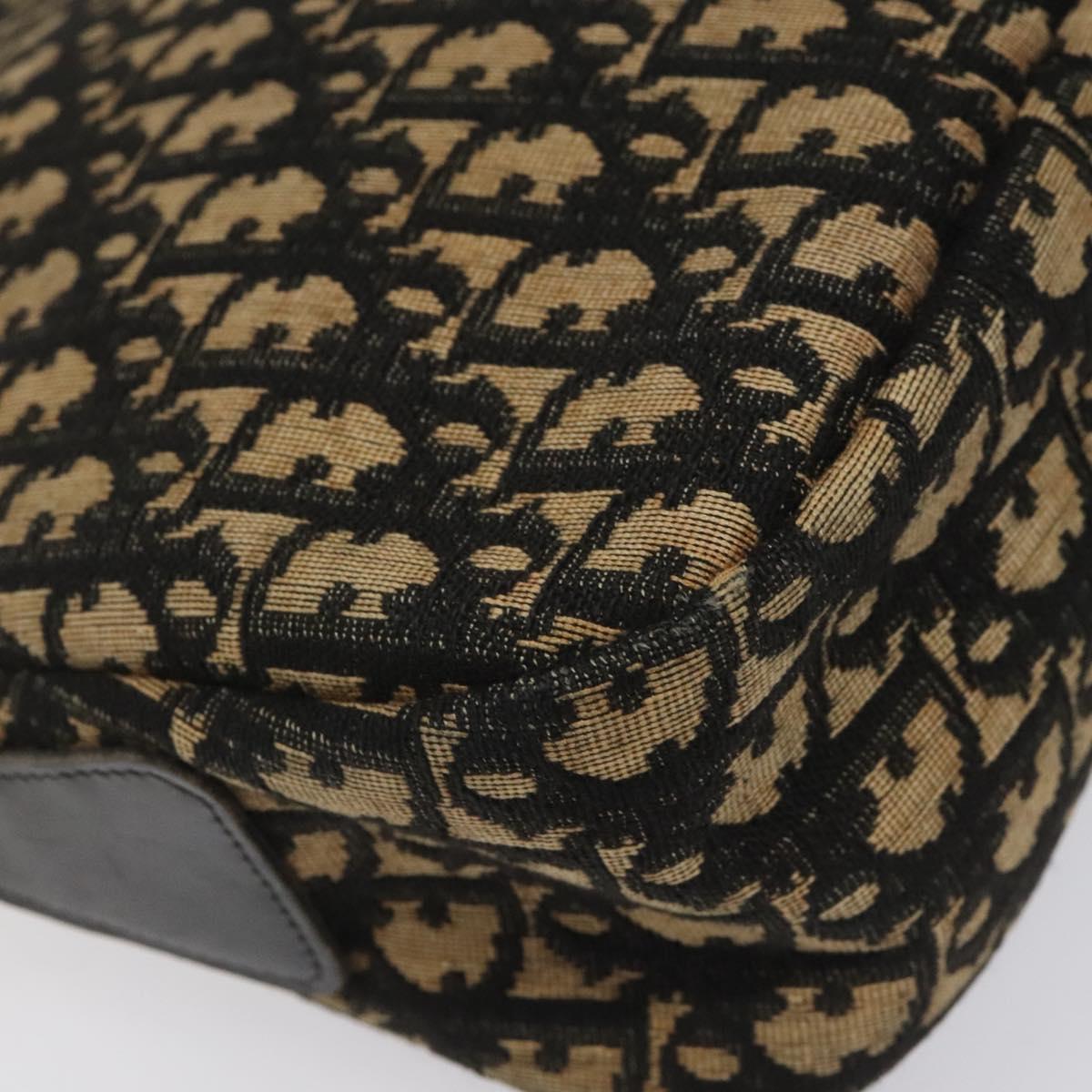 Christian Dior Trotter Canvas Shoulder Bag Navy Gold Auth BD167