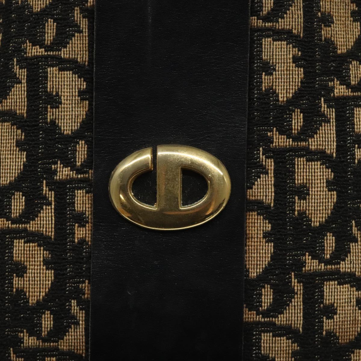 Christian Dior Trotter Canvas Shoulder Bag Navy Gold Auth BD167