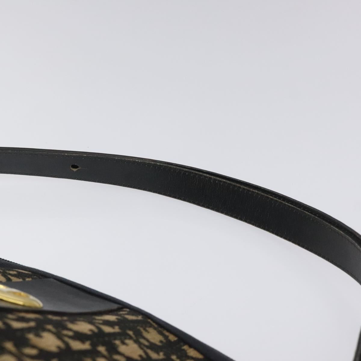 Christian Dior Trotter Canvas Shoulder Bag Navy Gold Auth BD167