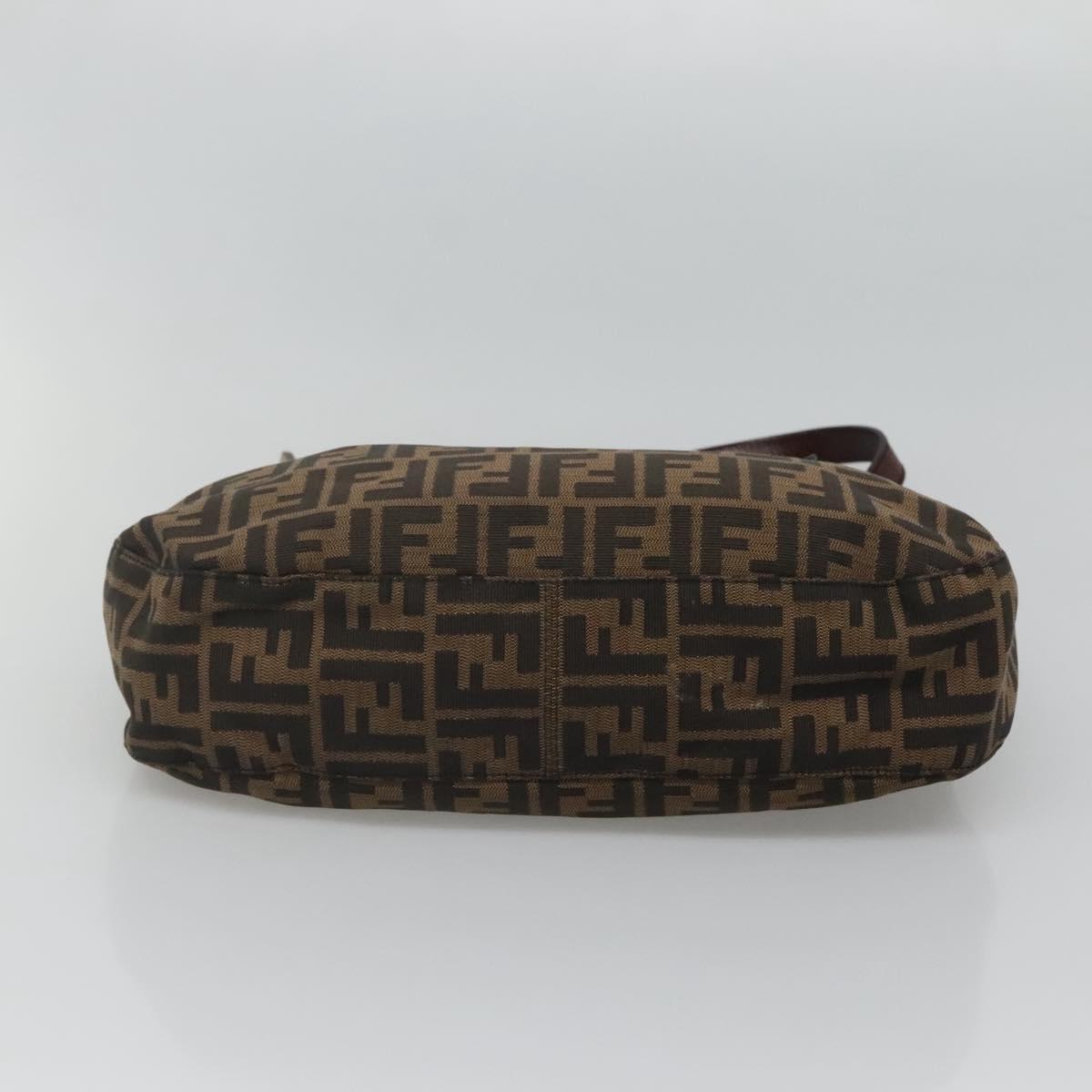 FENDI Zucca Canvas Shoulder Bag Black Brown Auth BD1699V