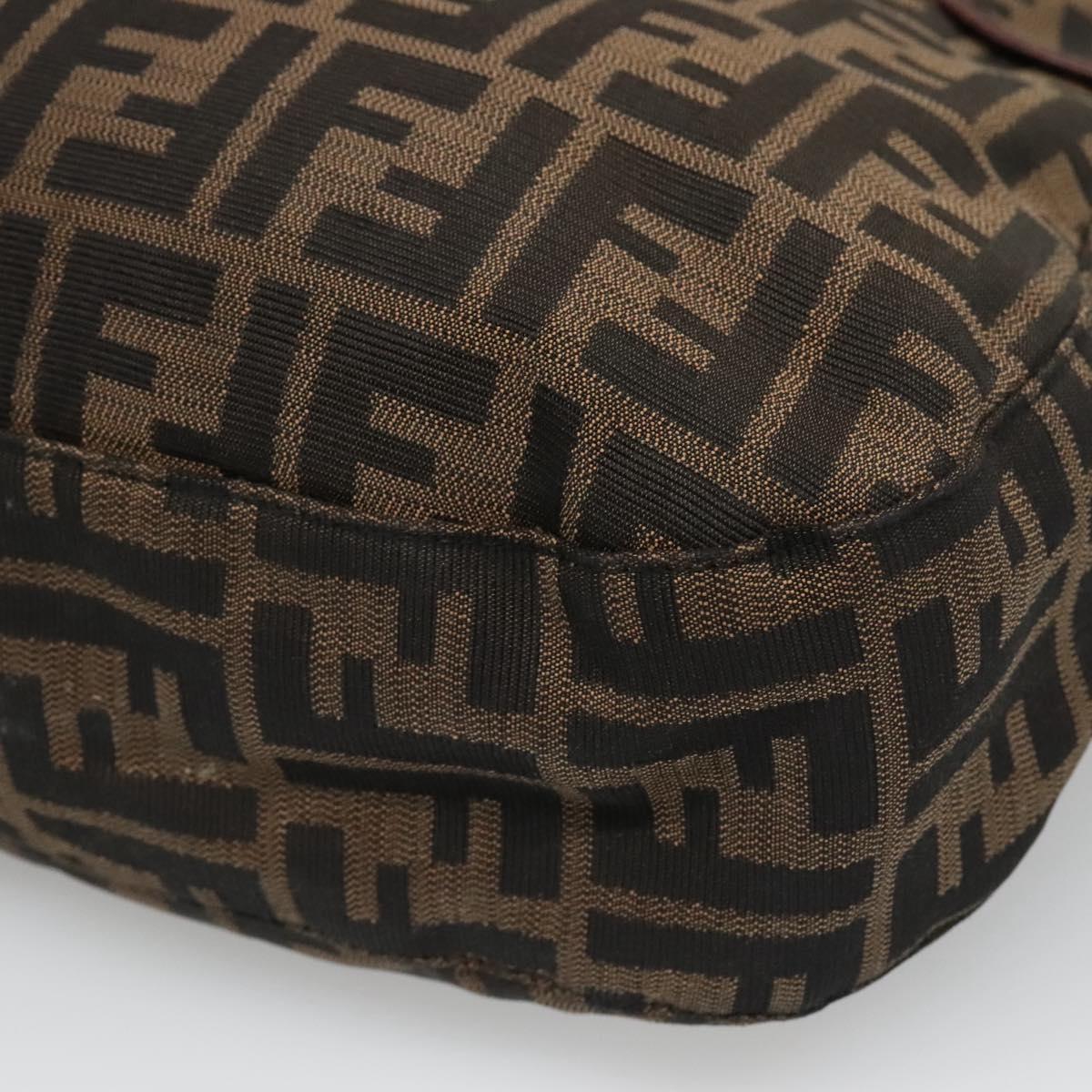 FENDI Zucca Canvas Shoulder Bag Black Brown Auth BD1699V