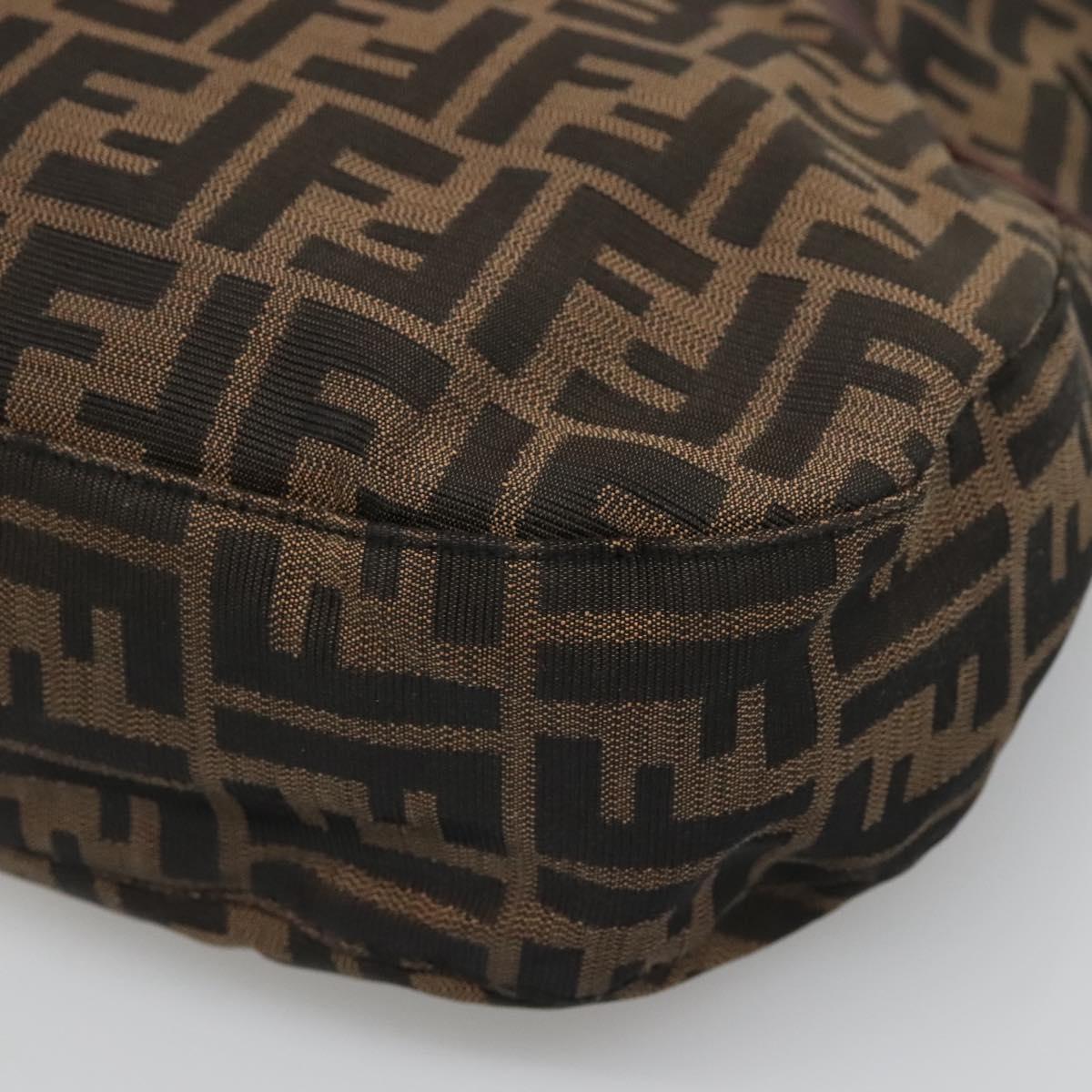 FENDI Zucca Canvas Shoulder Bag Black Brown Auth BD1699V