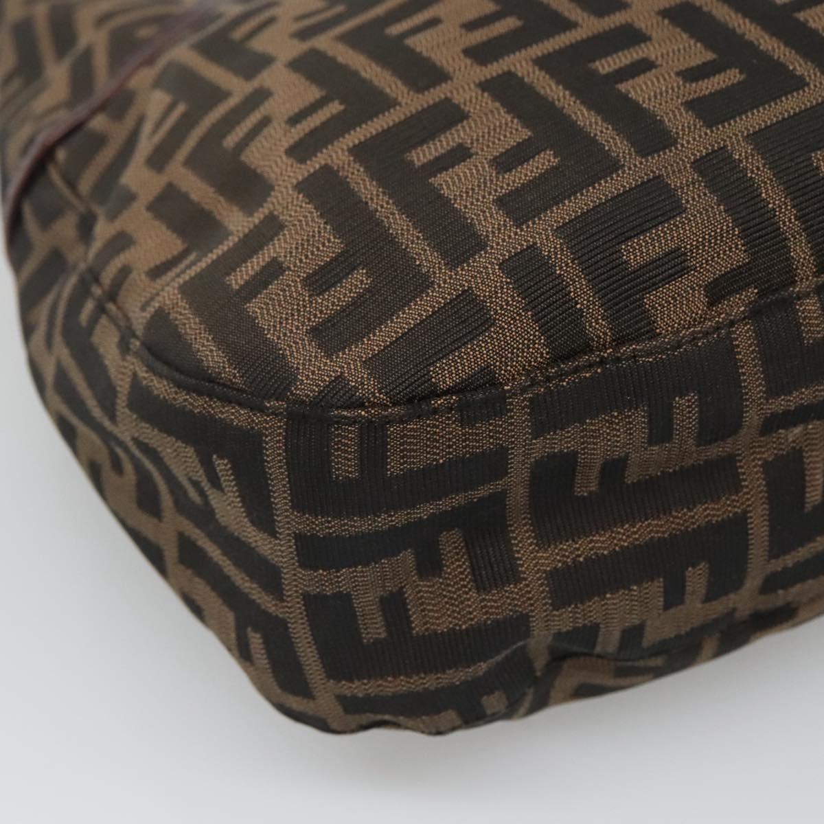 FENDI Zucca Canvas Shoulder Bag Black Brown Auth BD1699V