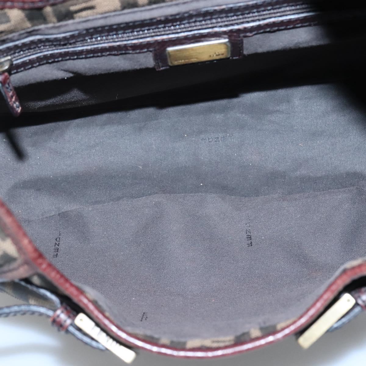 FENDI Zucca Canvas Shoulder Bag Black Brown Auth BD1699V