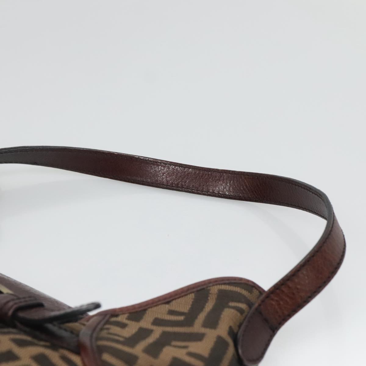 FENDI Zucca Canvas Shoulder Bag Black Brown Auth BD1699V
