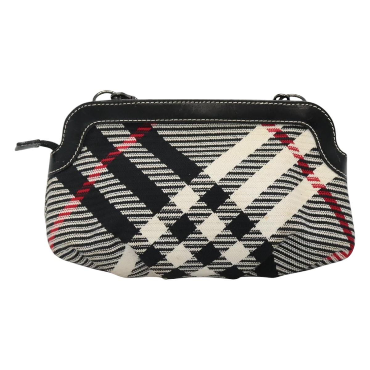 BURBERRY Nova Check Blue Label Shoulder Bag Canvas Black Auth BD170