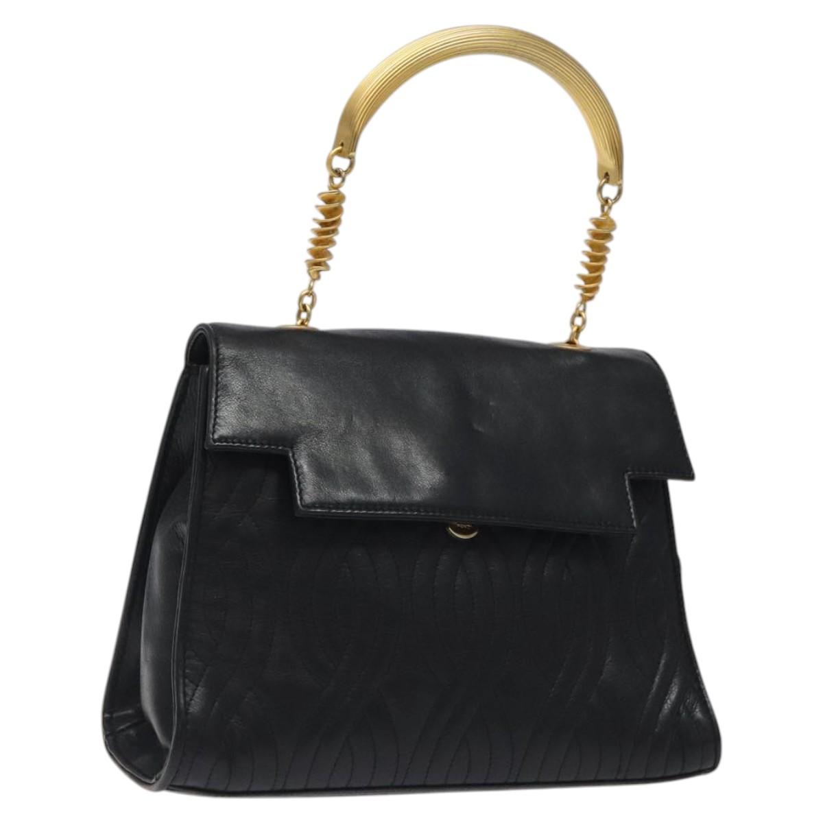 FENDI Pasta Hand Bag Leather Black Auth BD1700V