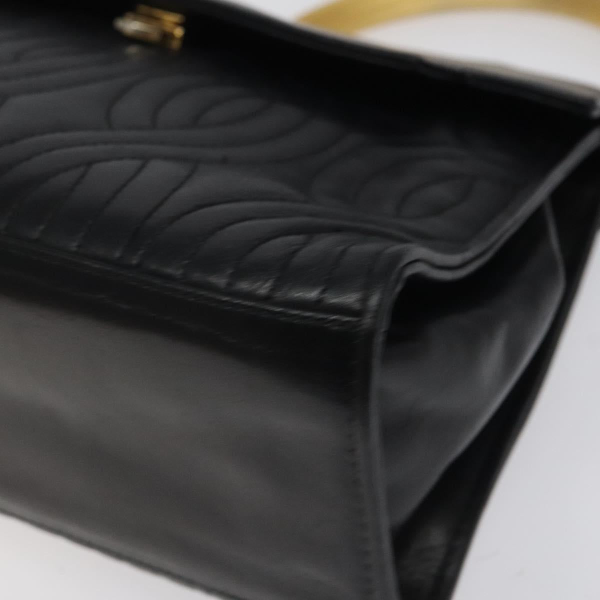 FENDI Pasta Hand Bag Leather Black Auth BD1700V