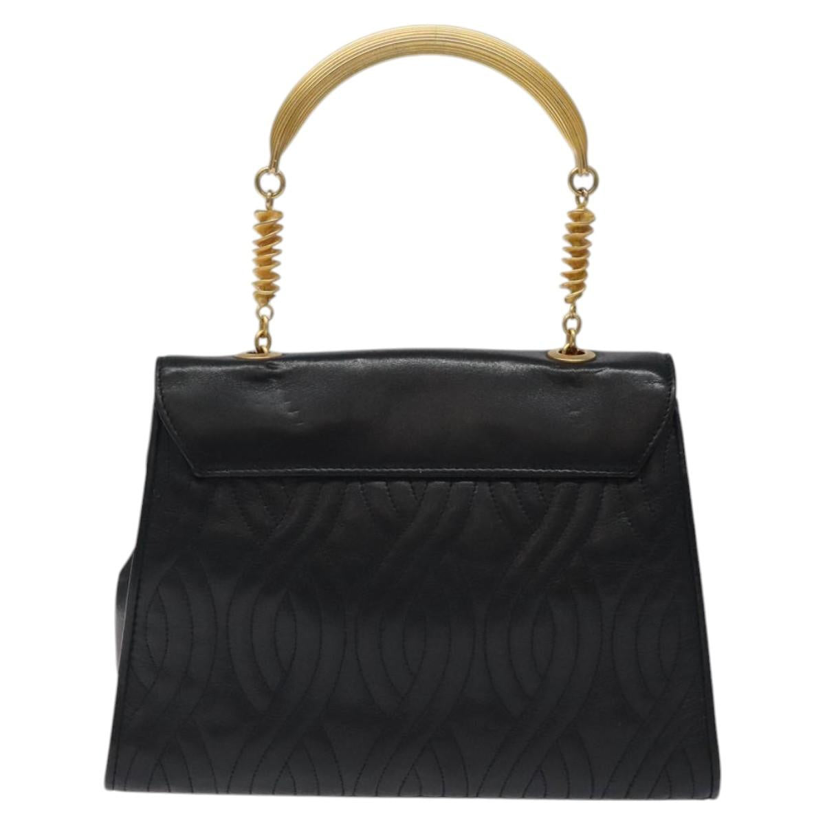 FENDI Pasta Hand Bag Leather Black Auth BD1700V