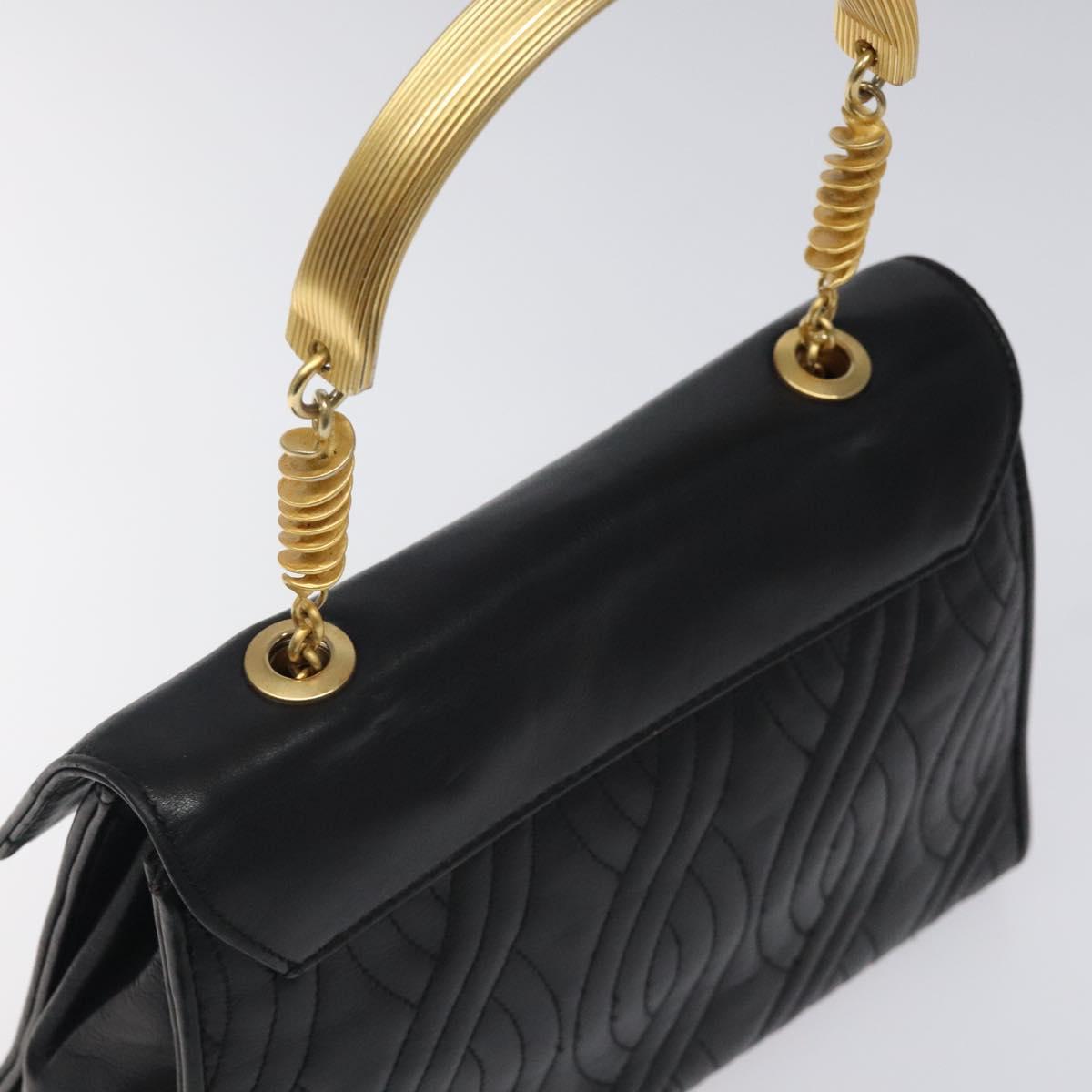 FENDI Pasta Hand Bag Leather Black Auth BD1700V