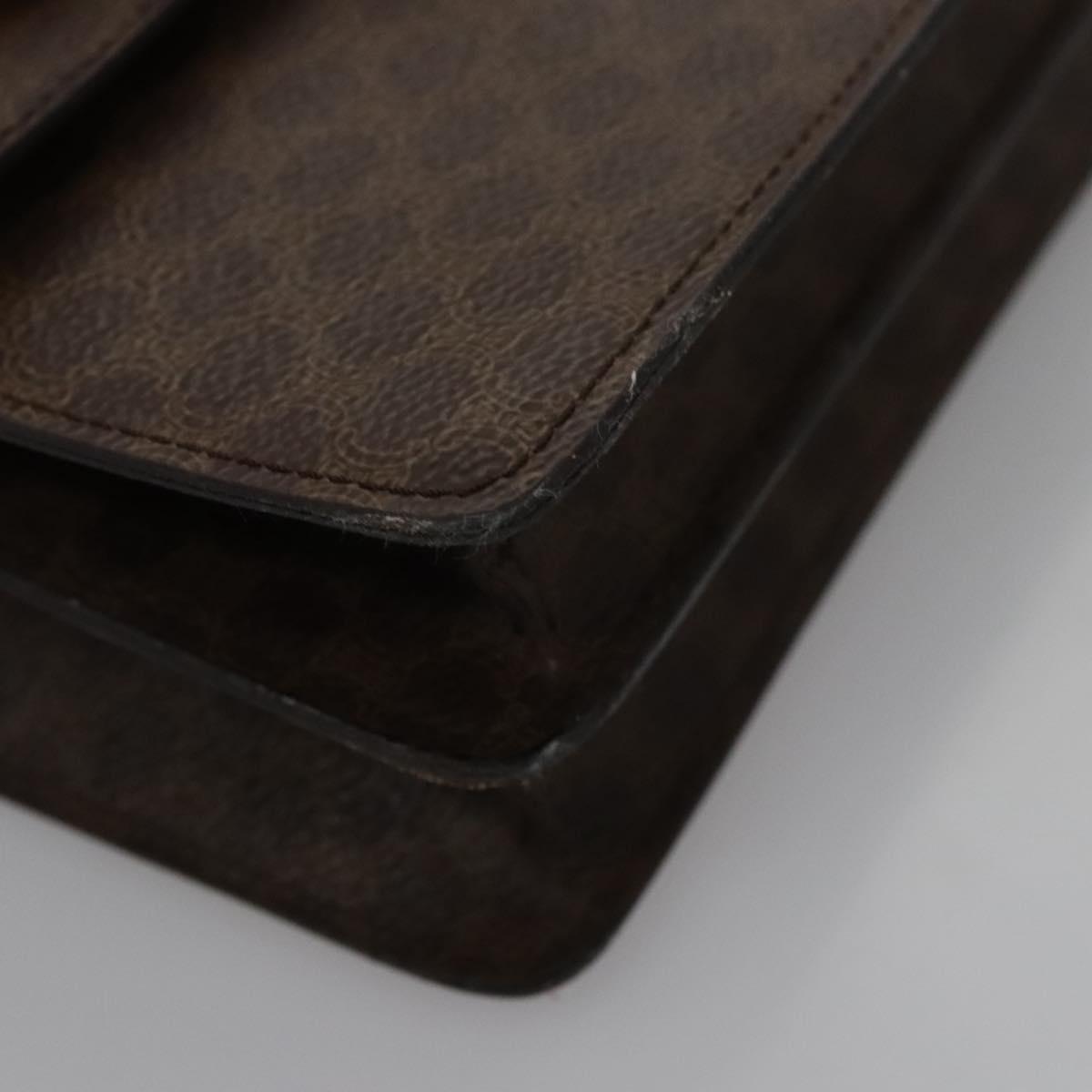 CELINE Macadam Canvas Hand Bag PVC Leather Brown Gold Auth BD171