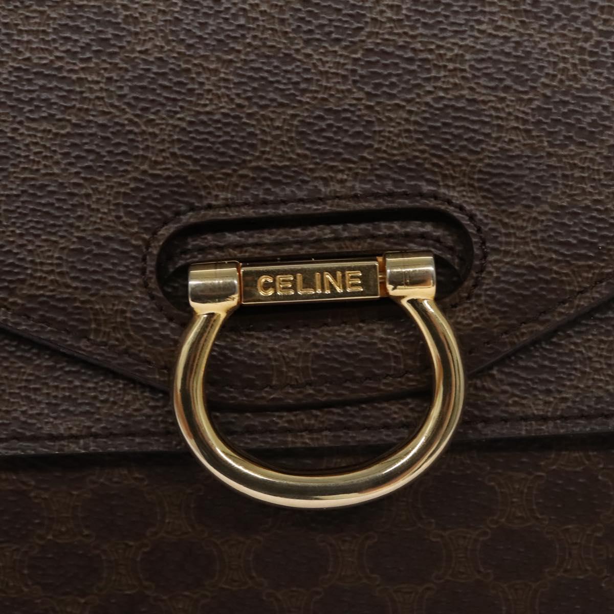 CELINE Macadam Canvas Hand Bag PVC Leather Brown Gold Auth BD171