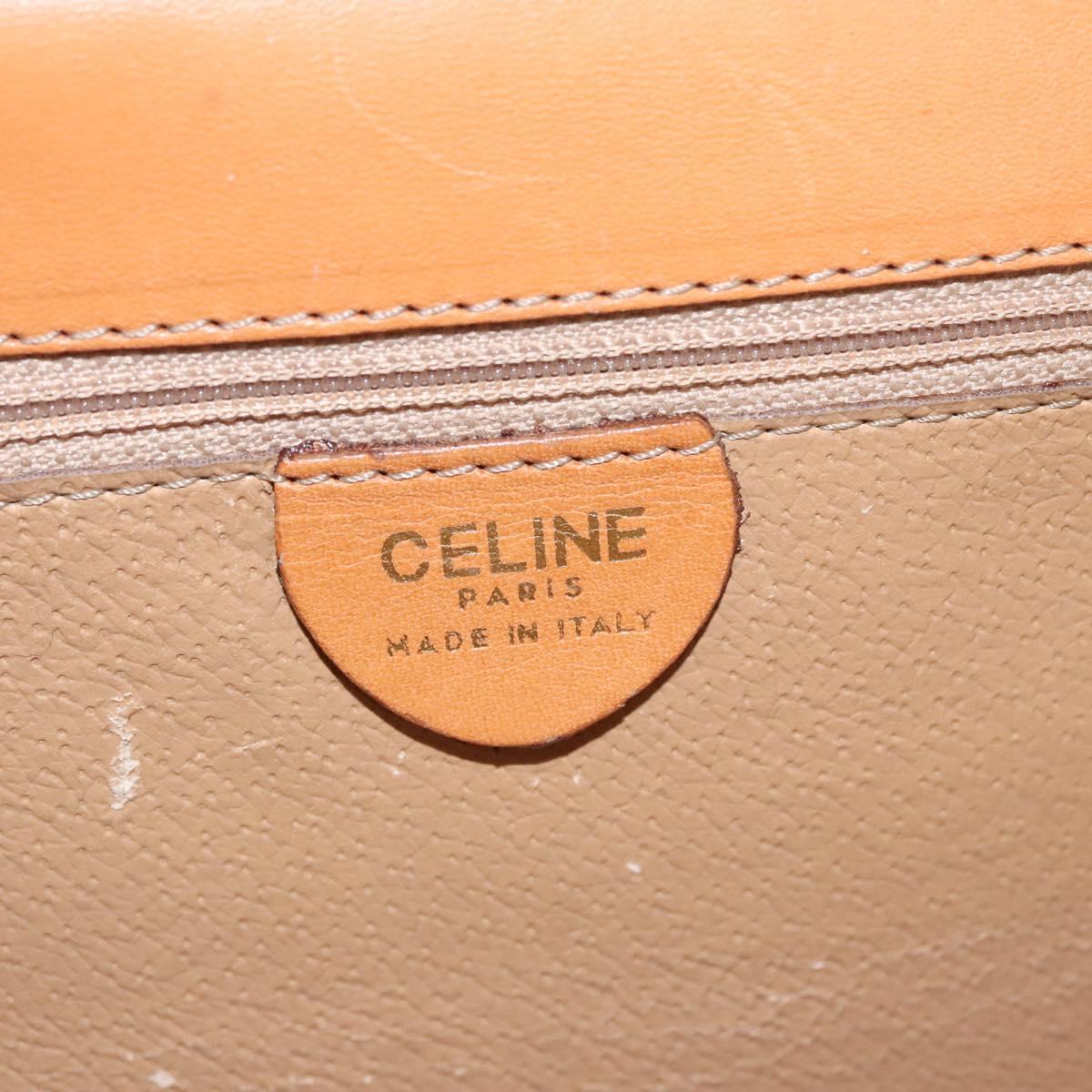CELINE Macadam Canvas Hand Bag PVC Leather Brown Gold Auth BD171