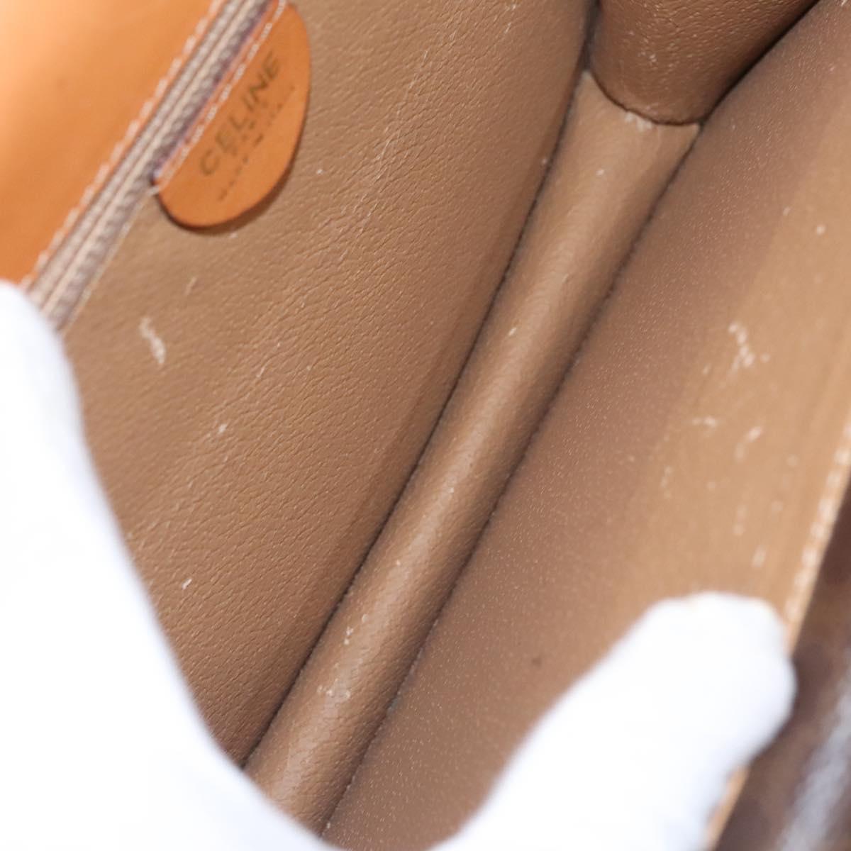 CELINE Macadam Canvas Hand Bag PVC Leather Brown Gold Auth BD171