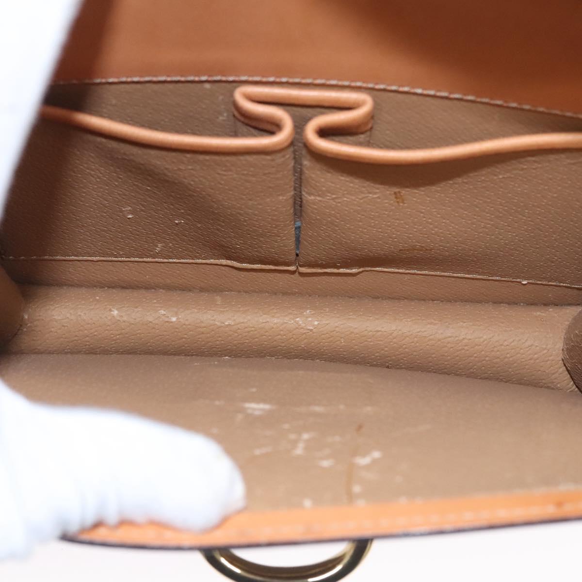 CELINE Macadam Canvas Hand Bag PVC Leather Brown Gold Auth BD171