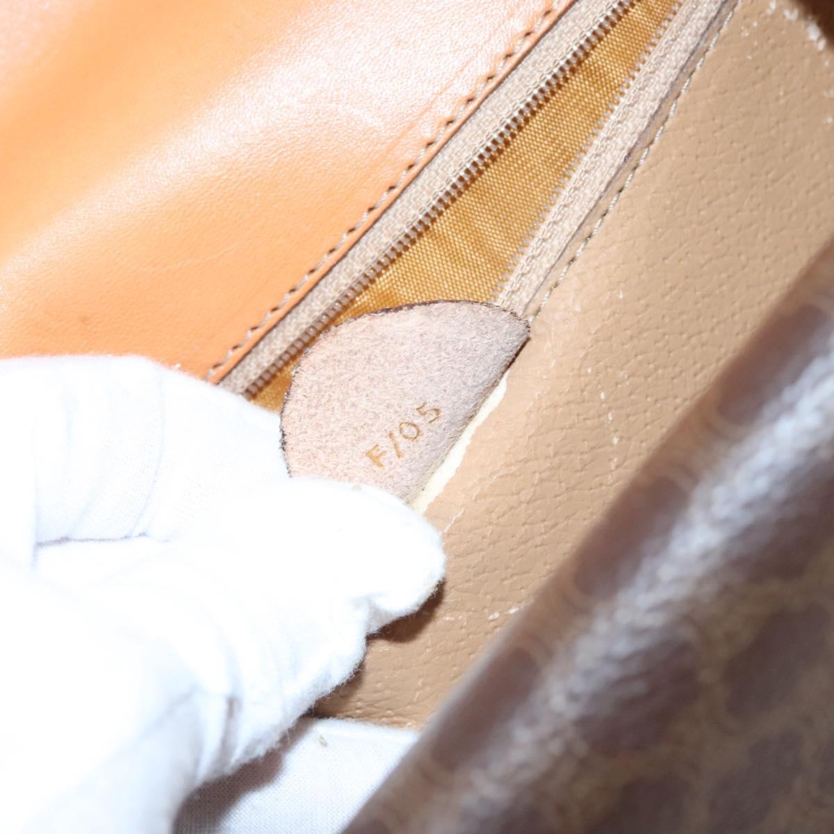 CELINE Macadam Canvas Hand Bag PVC Leather Brown Gold Auth BD171