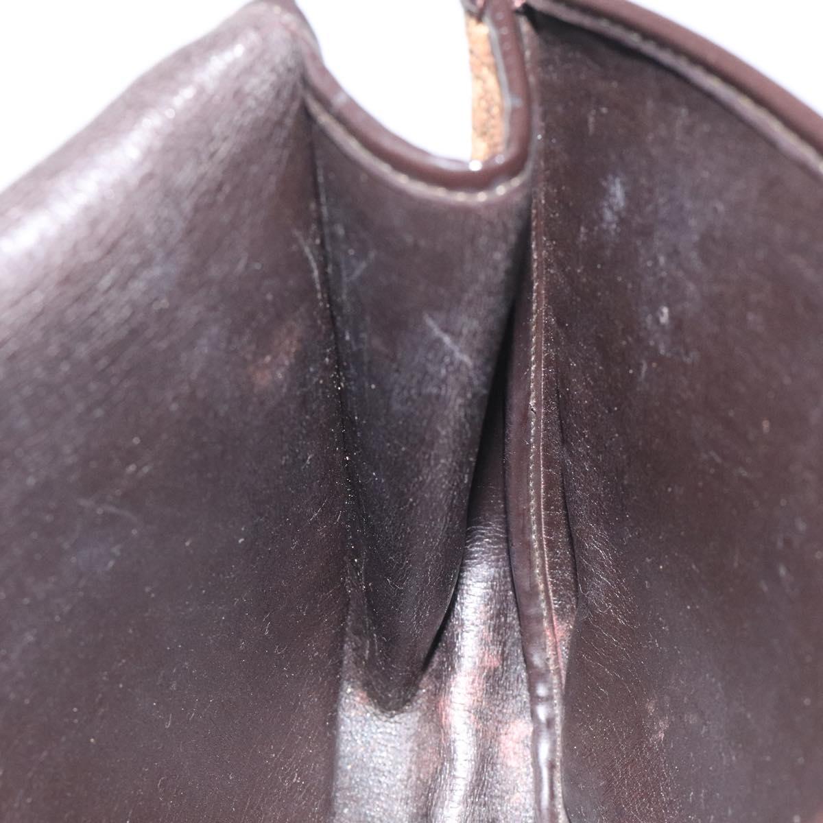 Christian Dior Trotter Canvas Shoulder Bag Brown Gold Auth BD172