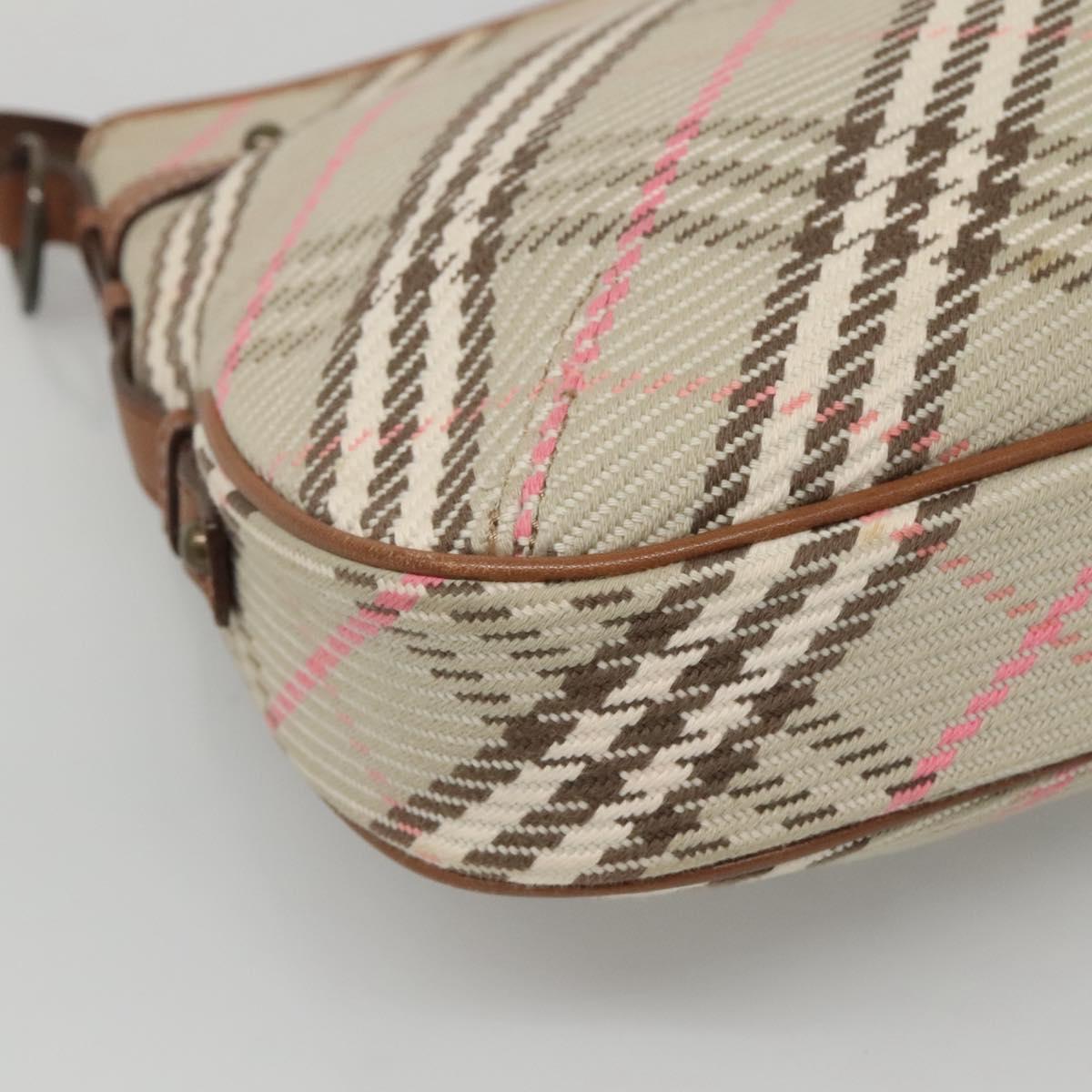 BURBERRY Nova Check Blue Label Shoulder Bag Canvas Beige Auth BD1720