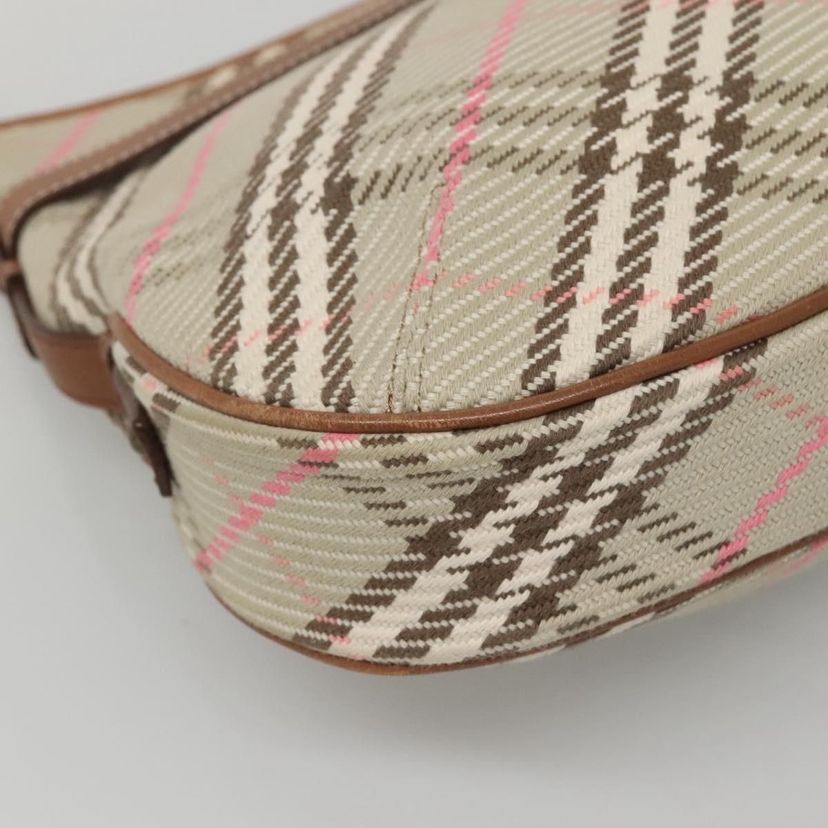 BURBERRY Nova Check Blue Label Shoulder Bag Canvas Beige Auth BD1720