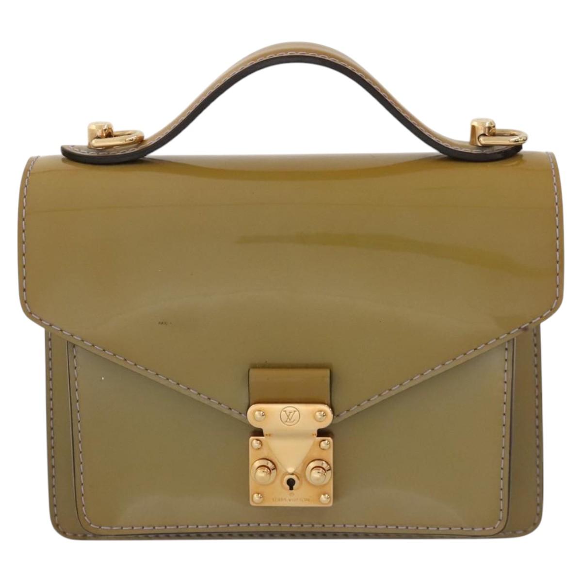 LOUIS VUITTON Monogram Vernis Monceau BB Bag 2way Veil Olive M91578 Auth BD1730