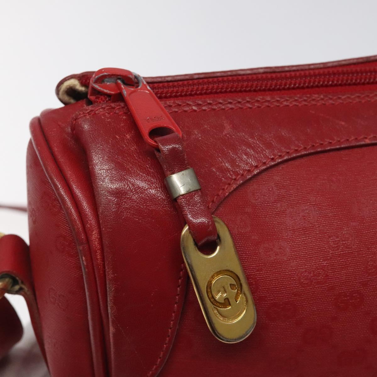 GUCCI Micro GG Supreme Shoulder Bag PVC Gold Red Auth BD174