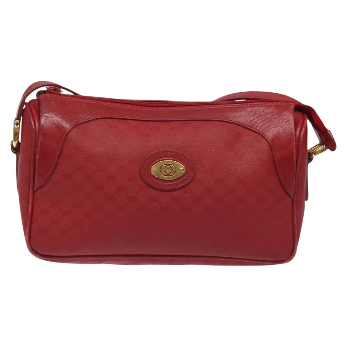 GUCCI Micro GG Supreme Shoulder Bag PVC Gold Red Auth BD174