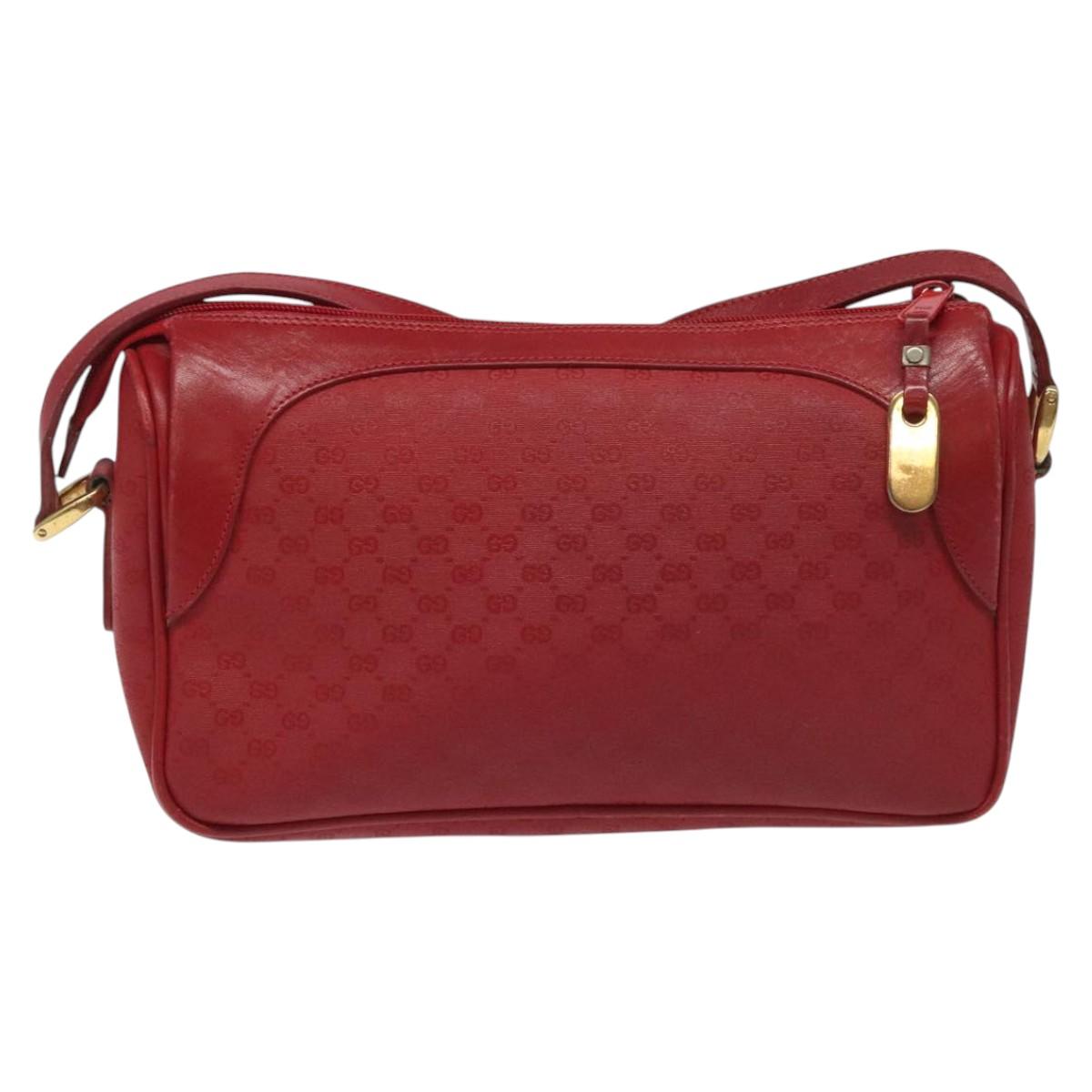 GUCCI Micro GG Supreme Shoulder Bag PVC Gold Red Auth BD174