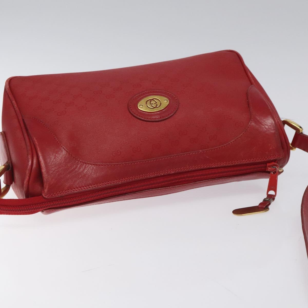 GUCCI Micro GG Supreme Shoulder Bag PVC Gold Red Auth BD174