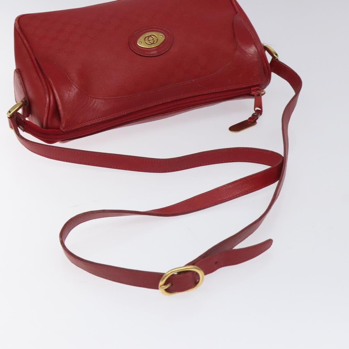 GUCCI Micro GG Supreme Shoulder Bag PVC Gold Red Auth BD174