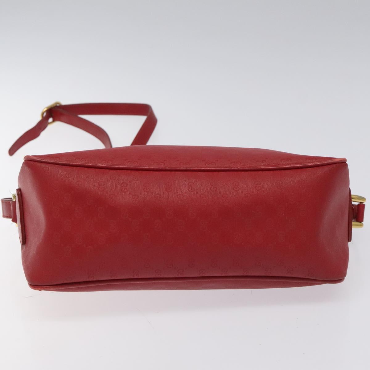 GUCCI Micro GG Supreme Shoulder Bag PVC Gold Red Auth BD174