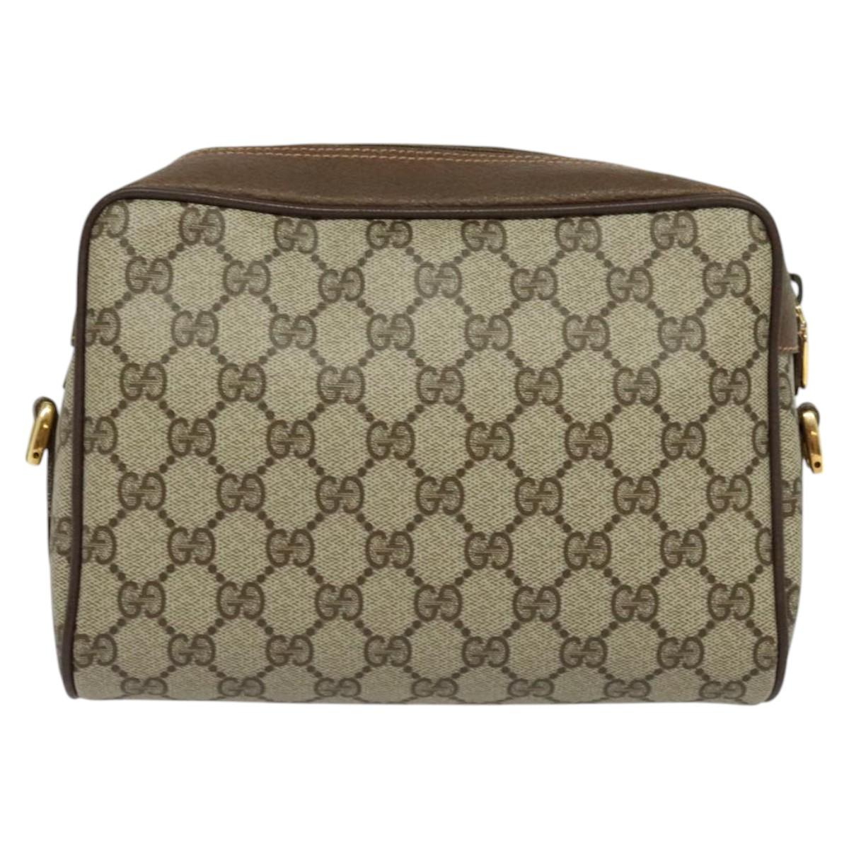 GUCCI GG Supreme Web Sherry Line Bag PVC 2way Beige Gold 56 02 087 Auth BD1741