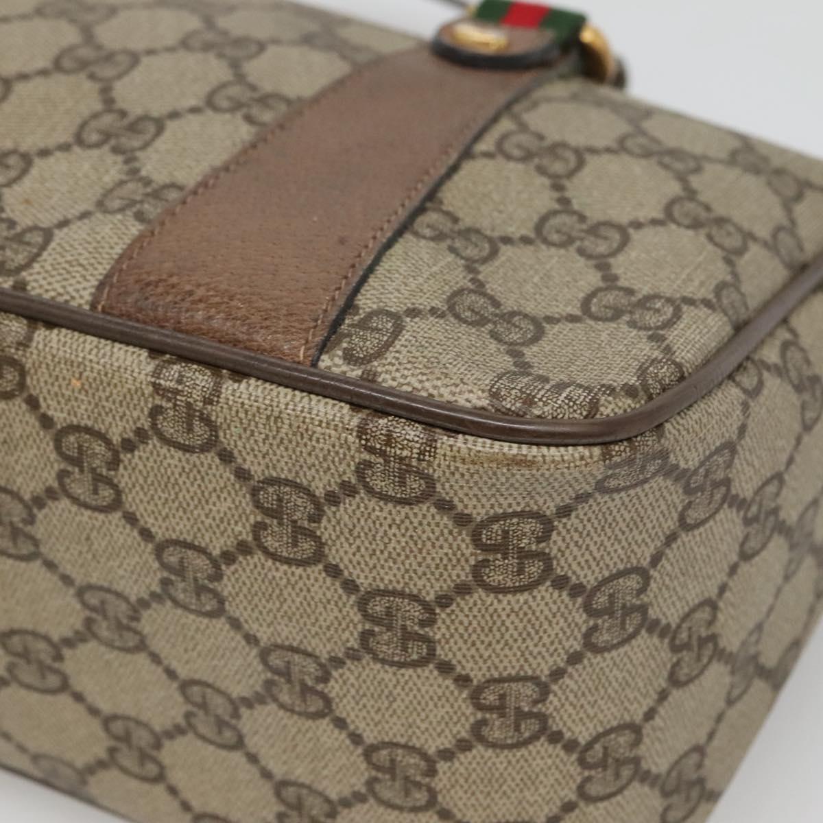 GUCCI Micro GG Supreme Web Sherry Line Hand Bag PVC 2way Beige Gold Auth BD1742