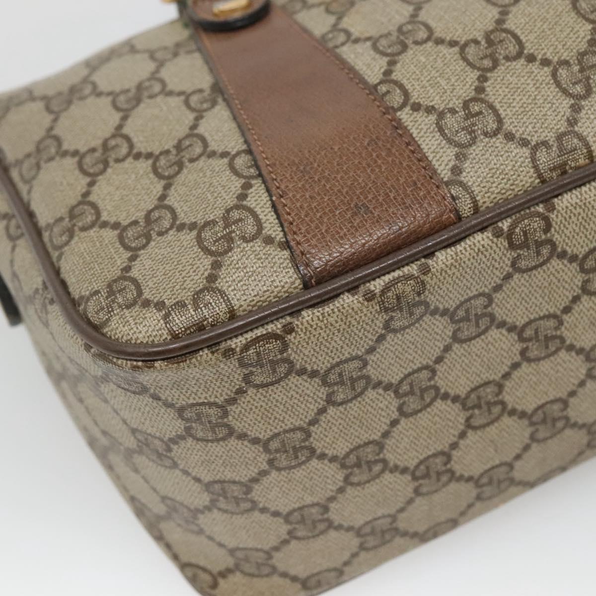GUCCI Micro GG Supreme Web Sherry Line Hand Bag PVC 2way Beige Gold Auth BD1742