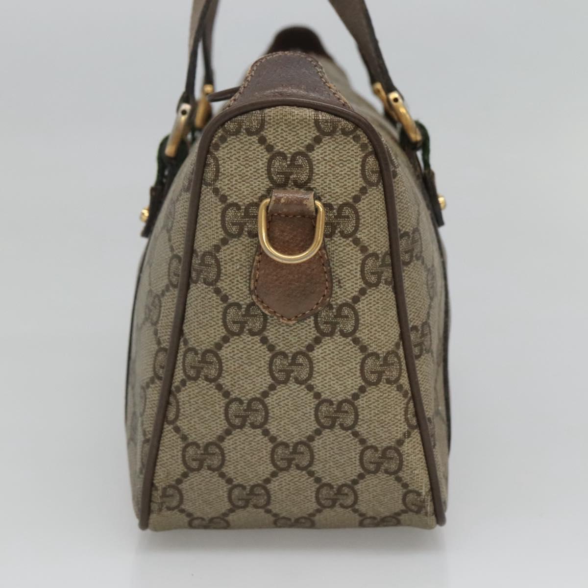 GUCCI Micro GG Supreme Web Sherry Line Hand Bag PVC 2way Beige Gold Auth BD1742