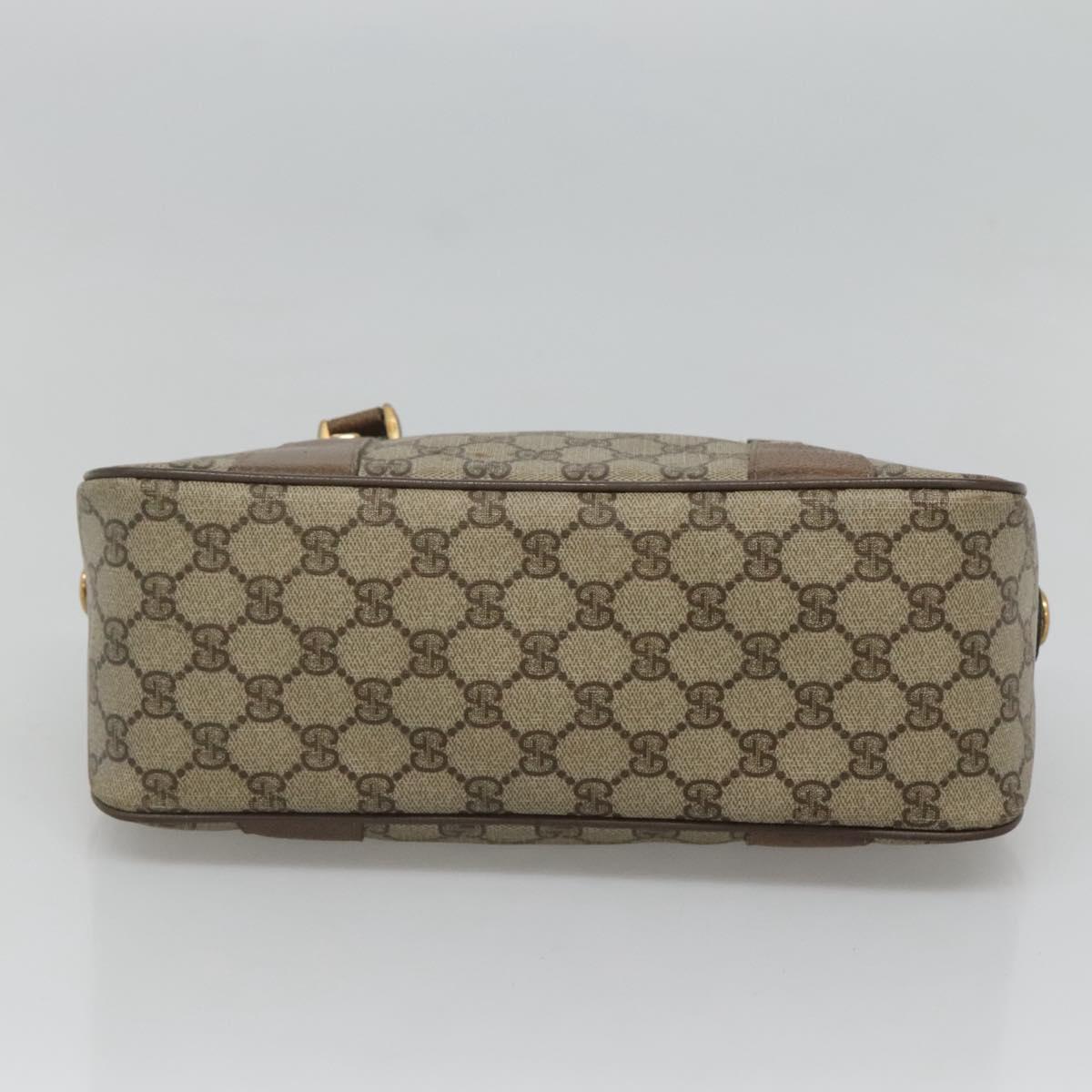 GUCCI Micro GG Supreme Web Sherry Line Hand Bag PVC 2way Beige Gold Auth BD1742