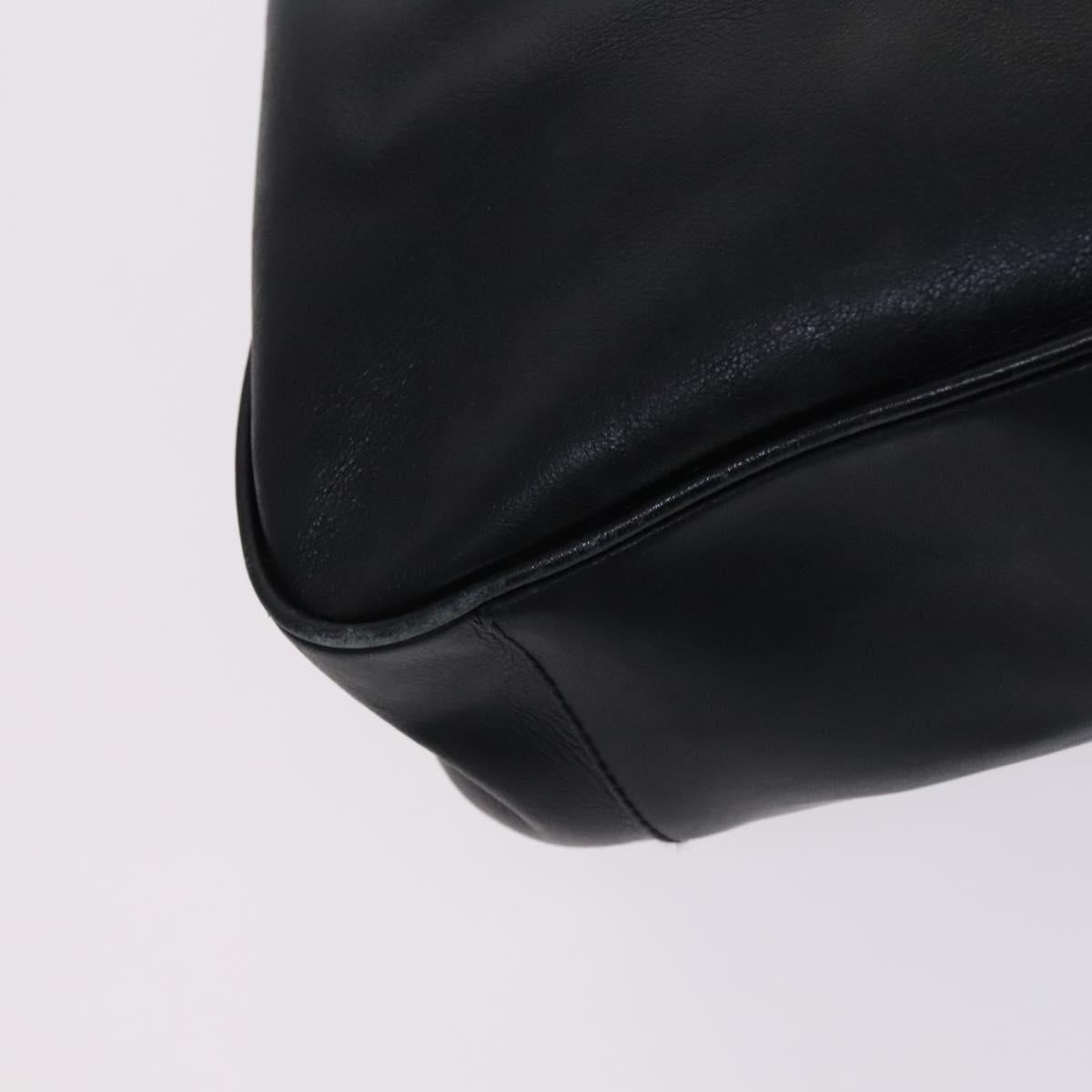 GUCCI Bamboo Hand Bag Leather 2way Black Gold 001 1638 Auth BD1743